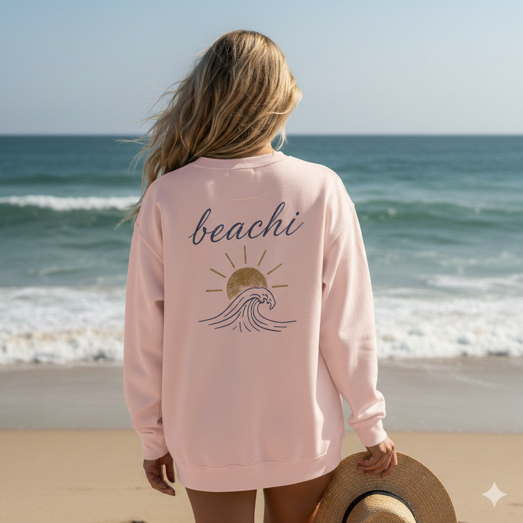 Vintage Wave & Sun (Adult Crewneck)